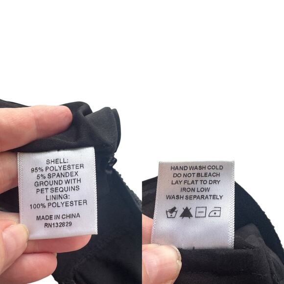 Camila Coelho Calvin Matching Set Strapless Crop Top & Pants Sequin Black Small - Picture 6 of 15